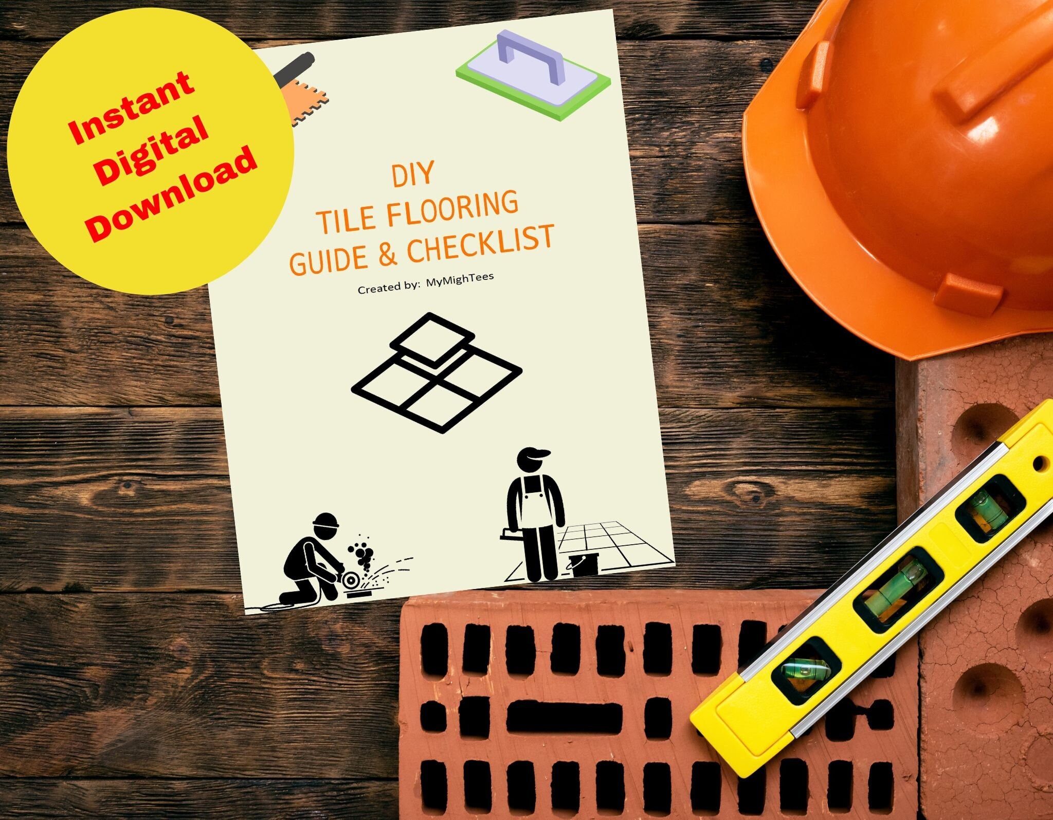 DIY Do It Yourself Floor Tiling Guide and Checklist Package, Contains