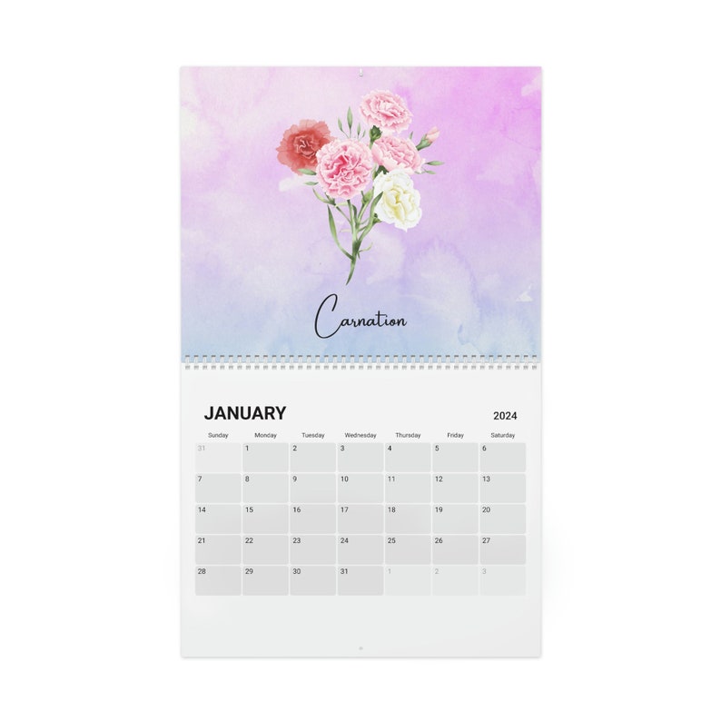 2024 Calendar Birth Month Flower Calendar Mothers Day Gift for Mom