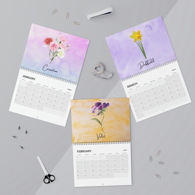 2024 Calendar Birth Month Flower Calendar Mothers Day Gift for Mom