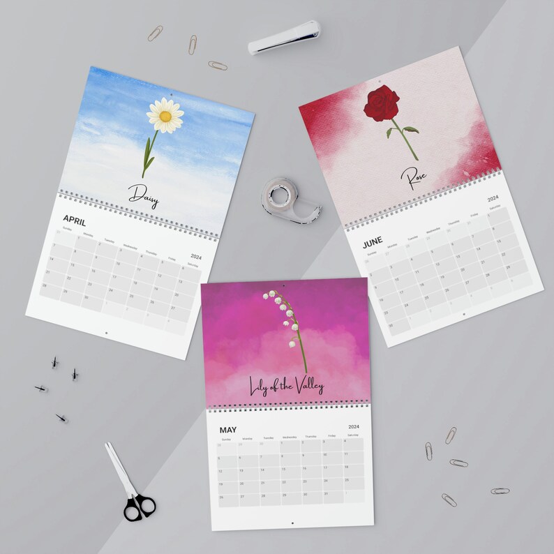 2024 Calendar Birth Month Flower Calendar Mothers Day Gift for Mom