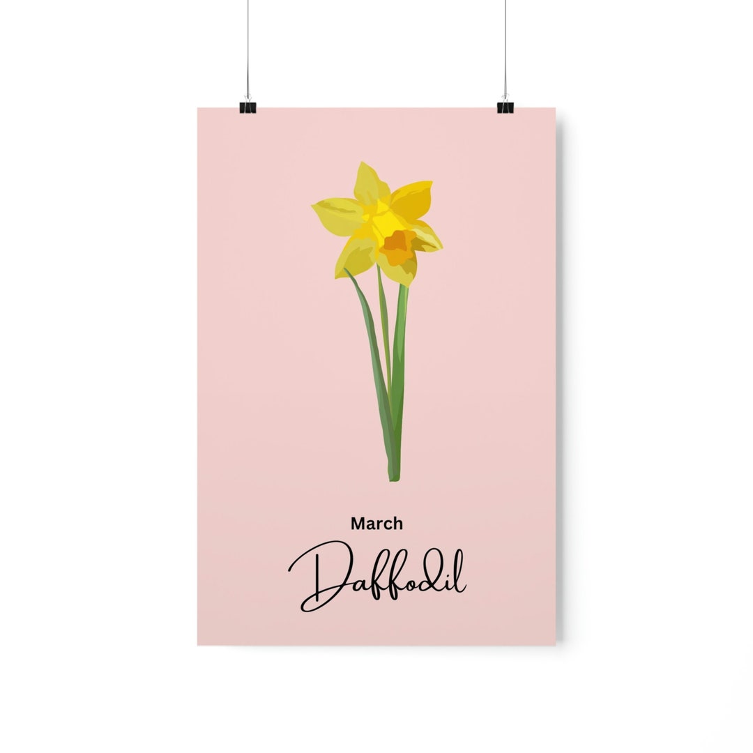 March, Daffodil, Birth Flower, Birth Month Flowers, Flower Poster, Gift
