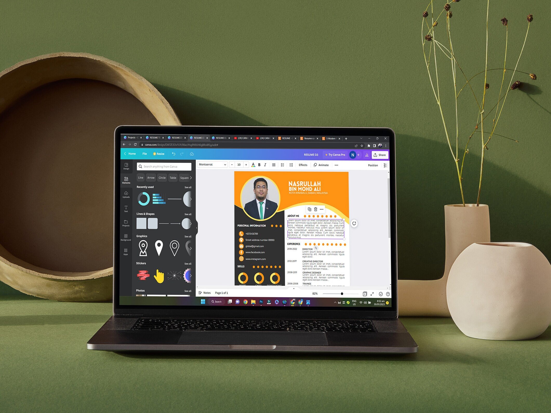 Resume Template / CV for CANVA : Professional, Creative, Modern and