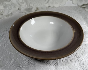 DENBY LANGLEY “Truffle” Gourmet Bowl - Brown Rim & Back, White Center, England Stoneware