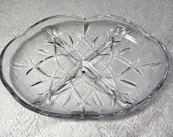 GORHAM CRYSTAL “Lady Anne” 4 Part Oval Relish - Clear, Cut, No Trim, NEW