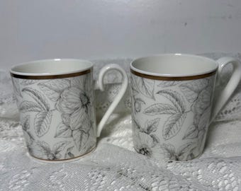 VILLEROY & BOCH Kimono Coffee Mug - Set of 2 Chateau Collection, Gold Trim, NEW