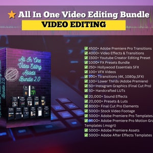 Most Affordable All In One Video Editing Bundle, Mega Graphic Designer Master Bundle Video editing Elements Effects Pro Templates w/ Bonuses