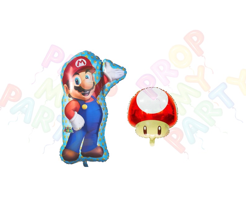 Super Mario Brothers Folieballong Luigi Svampstjärna Mario + Red Mushroom