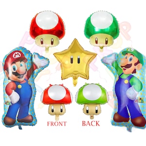 Palloncino in lamina Super Mario Brothers Luigi Mushroom Star