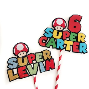 Super Mario Themed Personalisierter Caketopper Super Mario Pilz