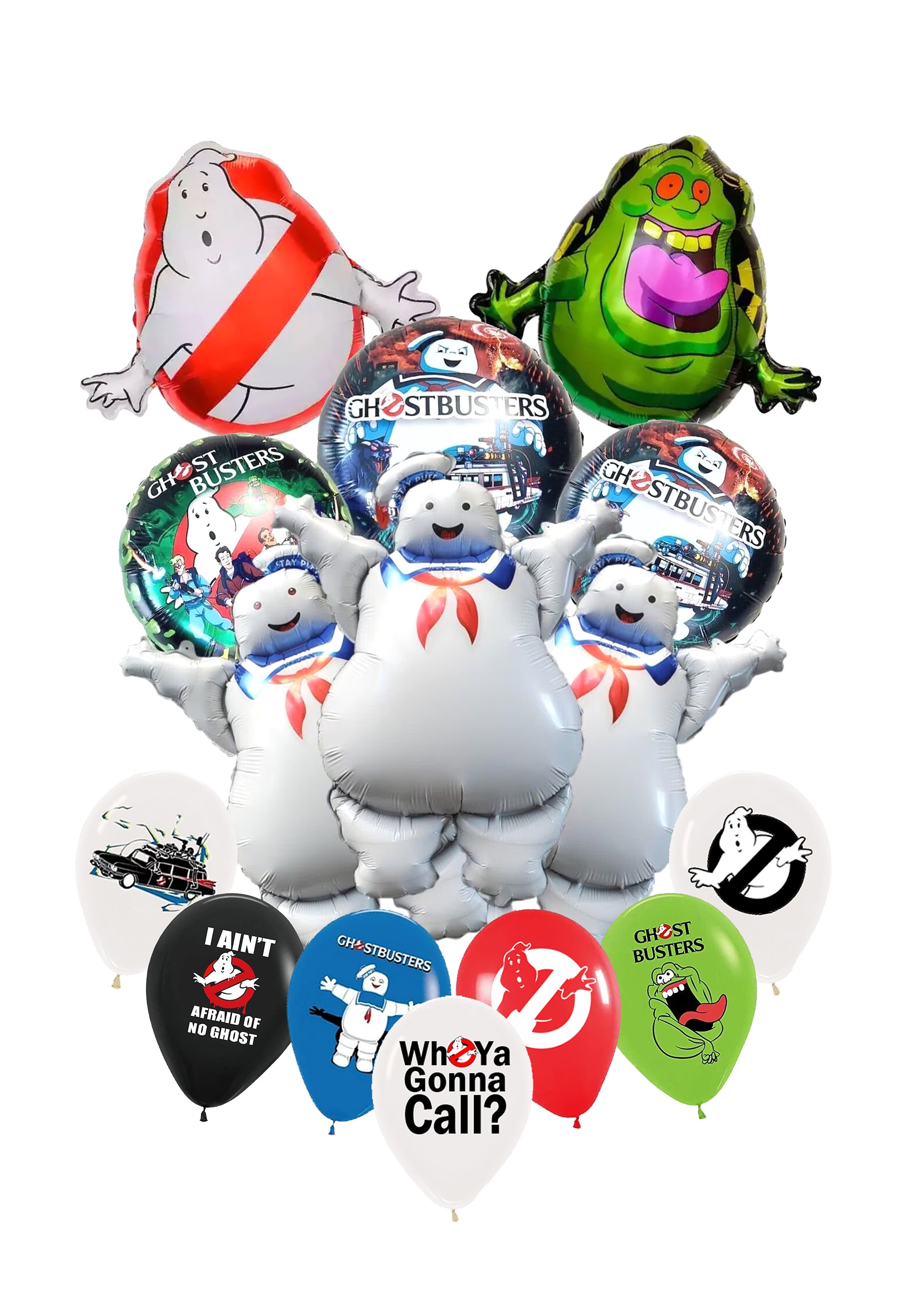 Ghostbusters Themed Foil Balloons Stay Puft Marshmallow Man Ecto 1