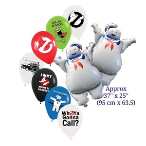 Ghostbusters Themed Foil Balloons Stay Puft Marshmallow Man Ecto 1 7 Latex + 1 StayPuft