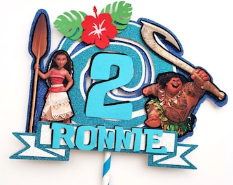 Adorno personalizado para tarta con temática de Moana y Maui