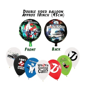 Ghostbusters Themed Foil Balloons Stay Puft Marshmallow Man Ecto 1 7 Latex + 1 Round