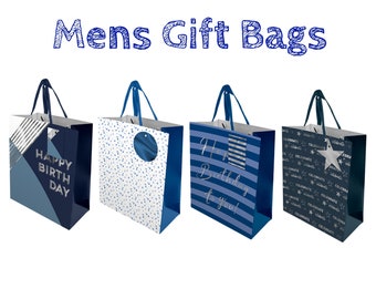 Gift Party Birthday Bags Mens Happy birthday Blue