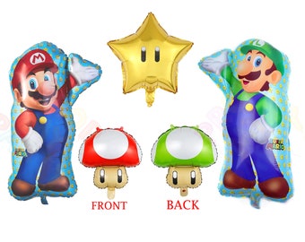 Super Mario Brothers Foil Balloon Luigi Mushroom Star