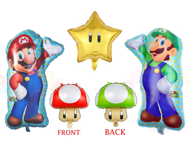 Super Mario Brothers Folieballong Luigi Svampstjärna MarioLuigiMushroStar