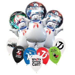 Ghostbusters Themed Foil Balloons Stay Puft Marshmallow Man Ecto 1 7Latex1Stay1Round