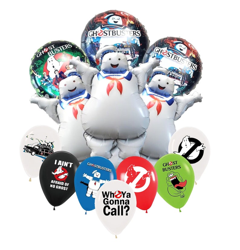 Ghostbusters Themed Foil Balloons Stay Puft Marshmallow Man Ecto 1 7Latex1Stay1Round