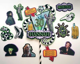 Beetlejuice Themed Personalised Caketopper Cupcake Sandworm Lydia Bob Party Decorations Cake Decoration Birthday Party