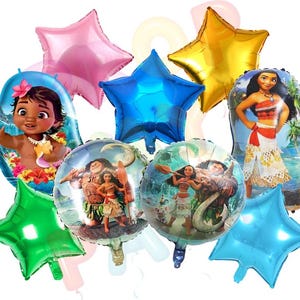 Baby Moana Maui Party Themed Birthday Star Balloons