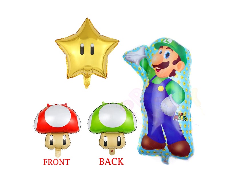 Super Mario Brothers Folieballong Luigi Svampstjärna bild 5