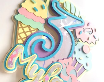 Candy Sweet Lollipop Ice Cream Cupcake Personalised Caketopper Pastel Doughnut Cake Topper Cake Decoration Birthday Party