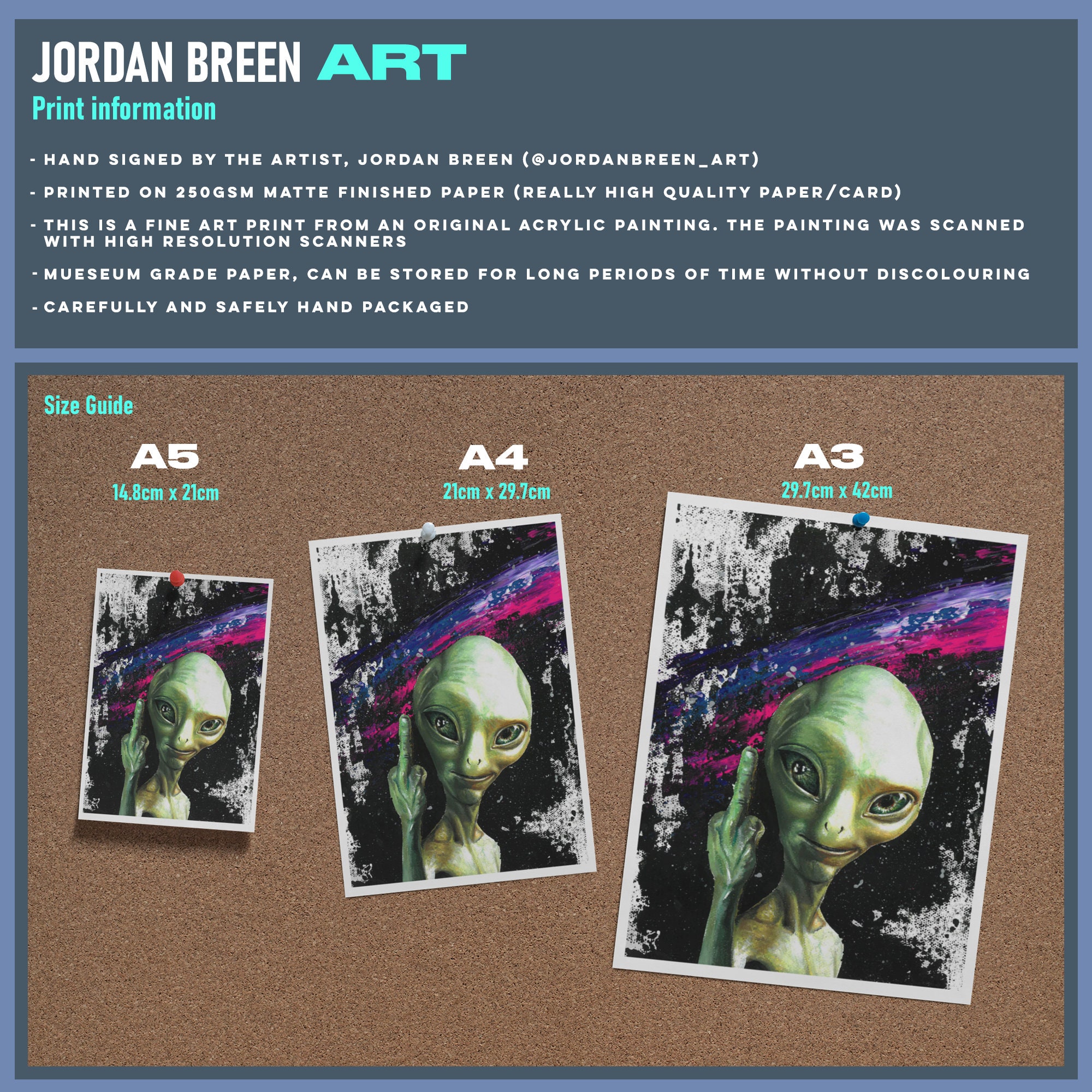 Paul the Alien Paul Signed Fine Art Print Movie Poster Alien Art Custom