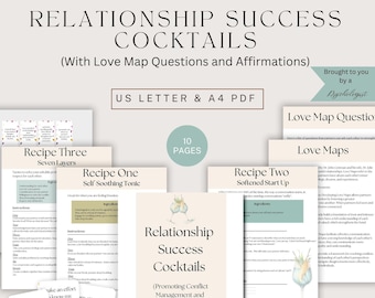 Couples Counseling Handouts, Couples Therapy Worksheets, Relationships, Gottman, Love Maps, Conversations, Affirmation Cards, Coaching