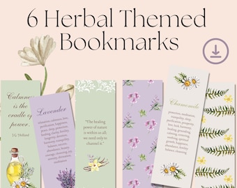 Herbal Bookmarks | Vintage Floral Prints, Book Club Gift (Digital Download)