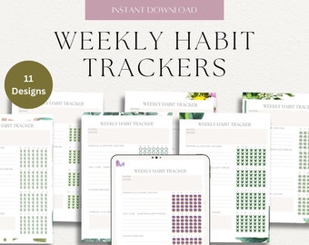 11 gewoontetrackers afdrukbaar, wekelijkse routine, ADHD-therapietool (pdf)