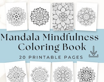 Mandala Coloring Book, 20 Printable Stress Relief Pages (PDF Pattern)