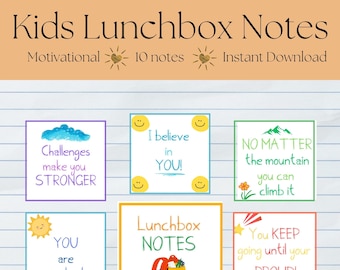 Lunchbox met positieve bevestiging voor kinderen | Afdrukbare aanmoedigingskaarten (direct downloaden)