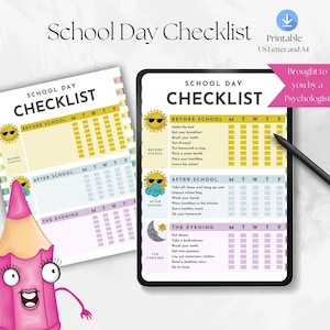 Daily Routine Checklist for Kids | Editable  Printable | Kids Responsibility Chart, To Do list | Before and After School |  Chore Chart, PDF