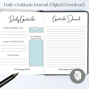 Daily Gratitude Journal Printable (7 colors), Gratitude Tracker, Mindfulness Journal, Self Care Journal, Daily Reflection, Mental Health