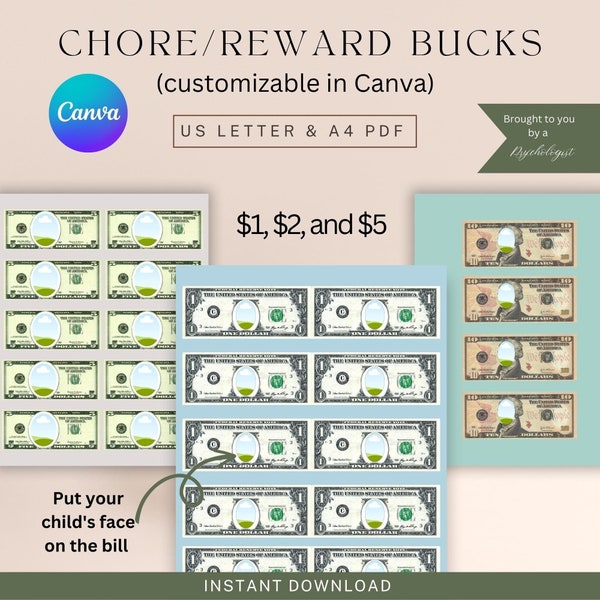 Reward Money Template Canva Etsy