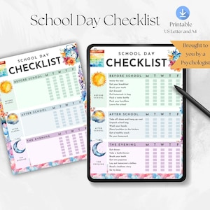 Daily Routine Checklist for Kids | Back to School Editable  Printable | Kids Responsibility Chart, To Do list  |  Chore Chart, PDF