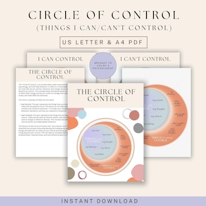 Boundary Setting Handouts, Control and Acceptance, Circle of Control, Self-Regulation, Grounding Techniques, Anxiety Relief Worksheets, PDF