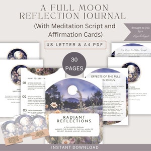 Manifestierendes Journal Prompts I Vollmond Strahlende Reflections I Neumond Journal I Lunar I Dankbarkeit I Rituale, Affirmationen Arbeitsbuch I Karten