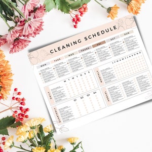 EDITABLE Cleaning Planner, Cleaning Checklist, Cleaning Schedule, Weekly House Chores, Adhd Home, Monthly, Household Planner Printable