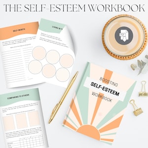 Self-Esteem Therapy Workbook, Self-Worth Booster, Personal Development, self-image, therapy worksheets, self help, confidence, Printable