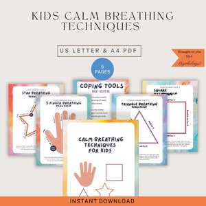 Kindermeditations-Arbeitsblätter, ruhige Atemtechniken, Fünf-Finger-Atmung, Stern-, Quadrat-Meditationskonzepte, emotionale Regulierung