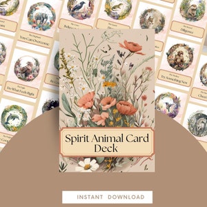 Baraja de cartas de Tarot de Oracle imprimible, cartas de afirmación, cartas de oráculo de animales espirituales, baraja de oráculo empático, amor propio, cartas de orientación