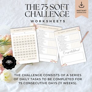Digital 75 Soft Challenge Tracker, 75 Day Challenge Printable, Fitness Journal, Self Improvement, Weight Loss Challenge, PDF