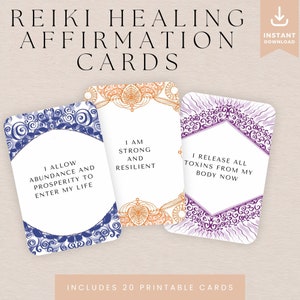 20 Tarjetas de Afirmación de Reiki, Oración de Reiki Sólo por hoy, Vibraciones curativas de Reiki, Tarjeta de Reiki de curación energética, Regalo maestro de Reiki, Cierre de Reiki