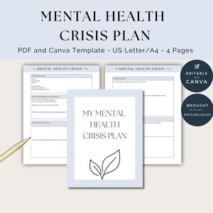 Mental Health Crisis Plan, Coping Skills, Therapy Aid, DBT Skill, Therapy Worksheet, Progress Note, Therapist Tools, Safety Plan Processing