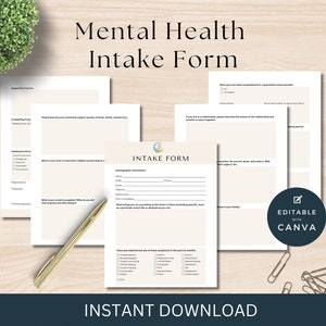 Mental Health Intake Template, Editable, Counseling, Clinical Tool, Psychologists Office, Therapy Office Documentation, Therapist Practice