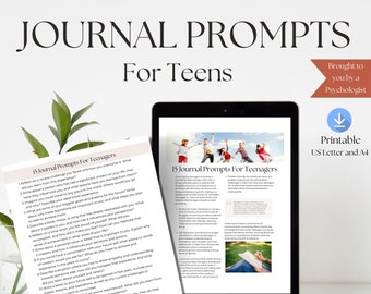 Ideas para el diario de adolescentes: Reflexiones sobre el autocuidado (PDF, tamaño carta estadounidense y A4)