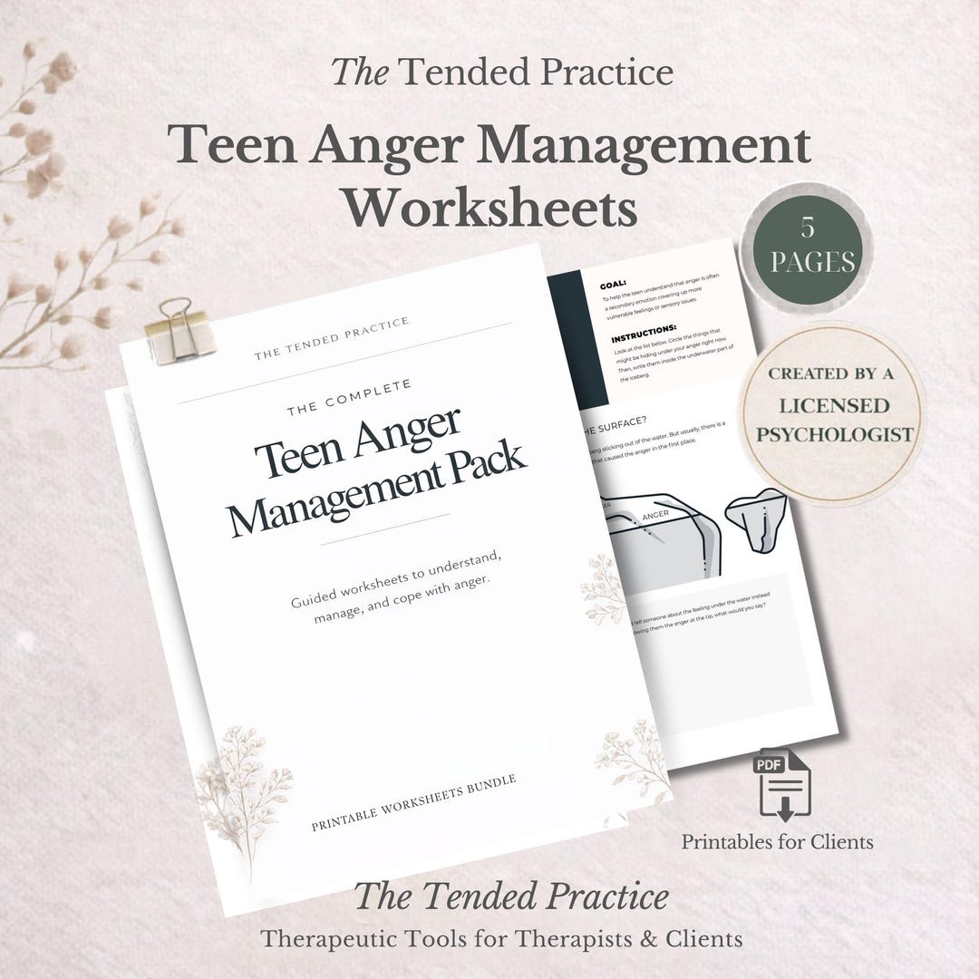 Emotional Regulation Teens: Coping Skills Worksheets for Anger ...