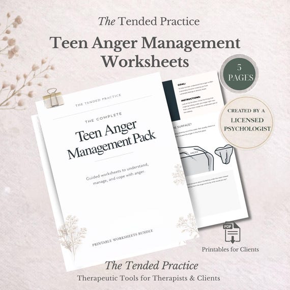 Emotional Regulation Teens: Coping Skills Worksheets for Anger Management, Mental Health, and Self-Regulation Tools