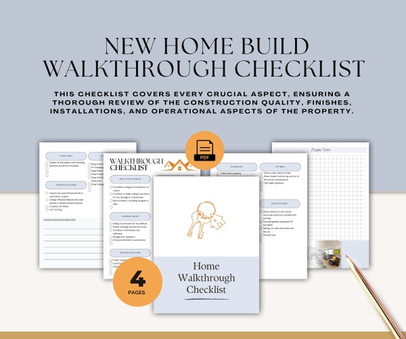 New Home Walkthrough Checklist, Final Inspection Guide (Digital PDF)